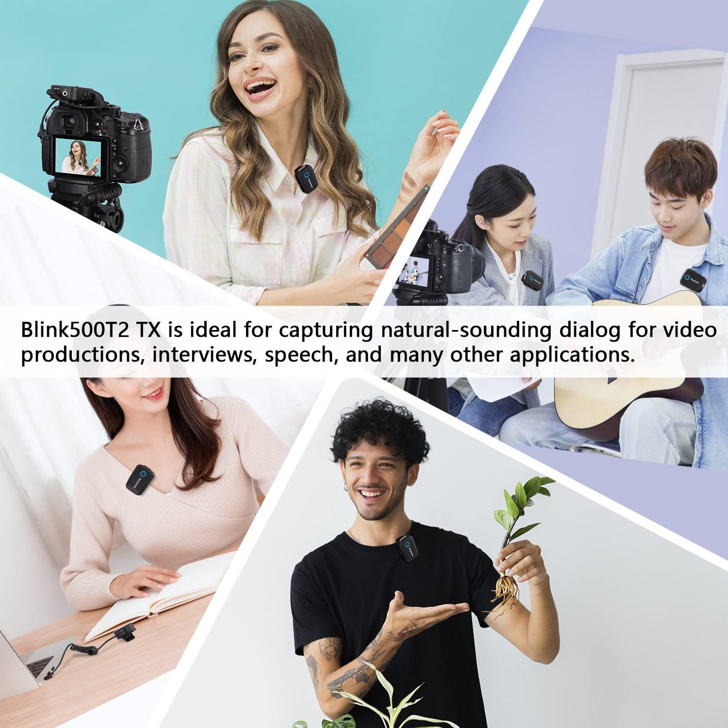 Saramonic Blink500 T2 Wireless Lavalier Microphone for Cameras Camcorder,Noise Cancellation,328ft Range,12H Battery Life,Clip-on Lapel Mic for Video Recording Interview YouTube Live Streaming