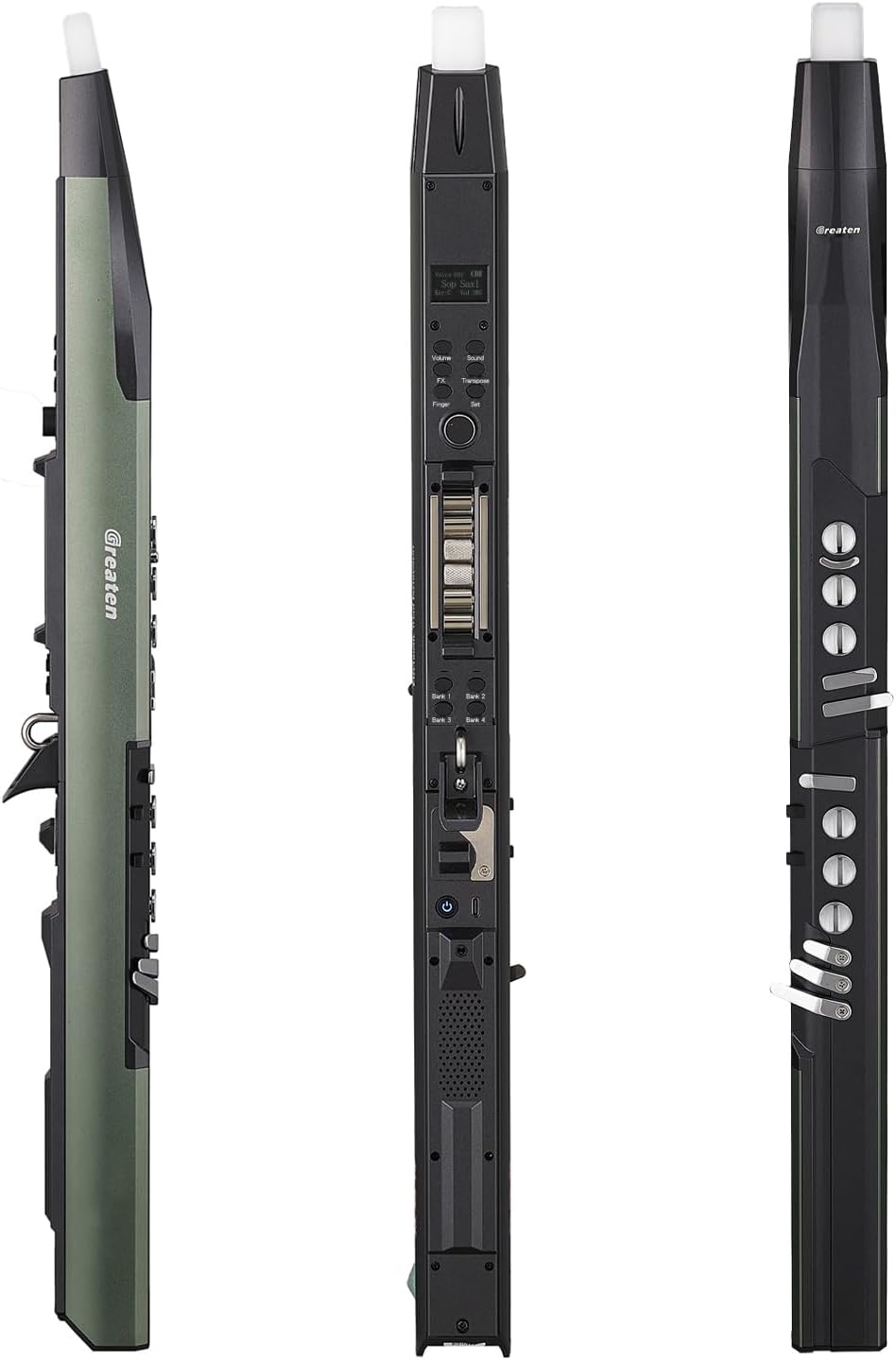 AP 300 Pro Electronic Wind Instrument with Bulit in OTG Recording and LCD Display Screen. 108 Global Tones Electric Saxophone with 6000Ah Battery and Bluetooth. (Green)