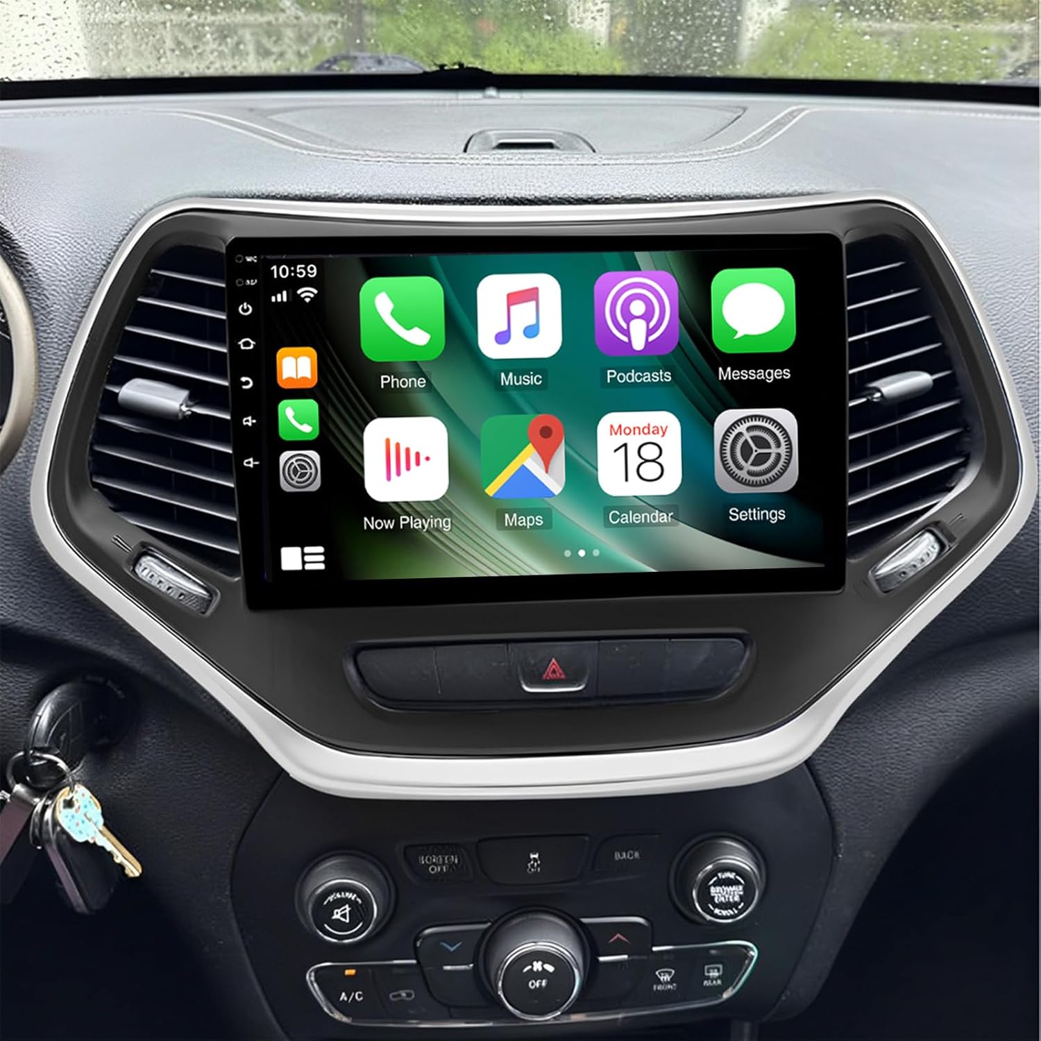 10.1 Inch Touchscreen Android 13 Car Stereo Radio Fit for Jeep Cherokee 2015-2018 Built-in Wireless Carplay/Android Auto, Car Radio Receiver w/GPS Navigation Bluetooth WiFi Backup Camera 2G+32G