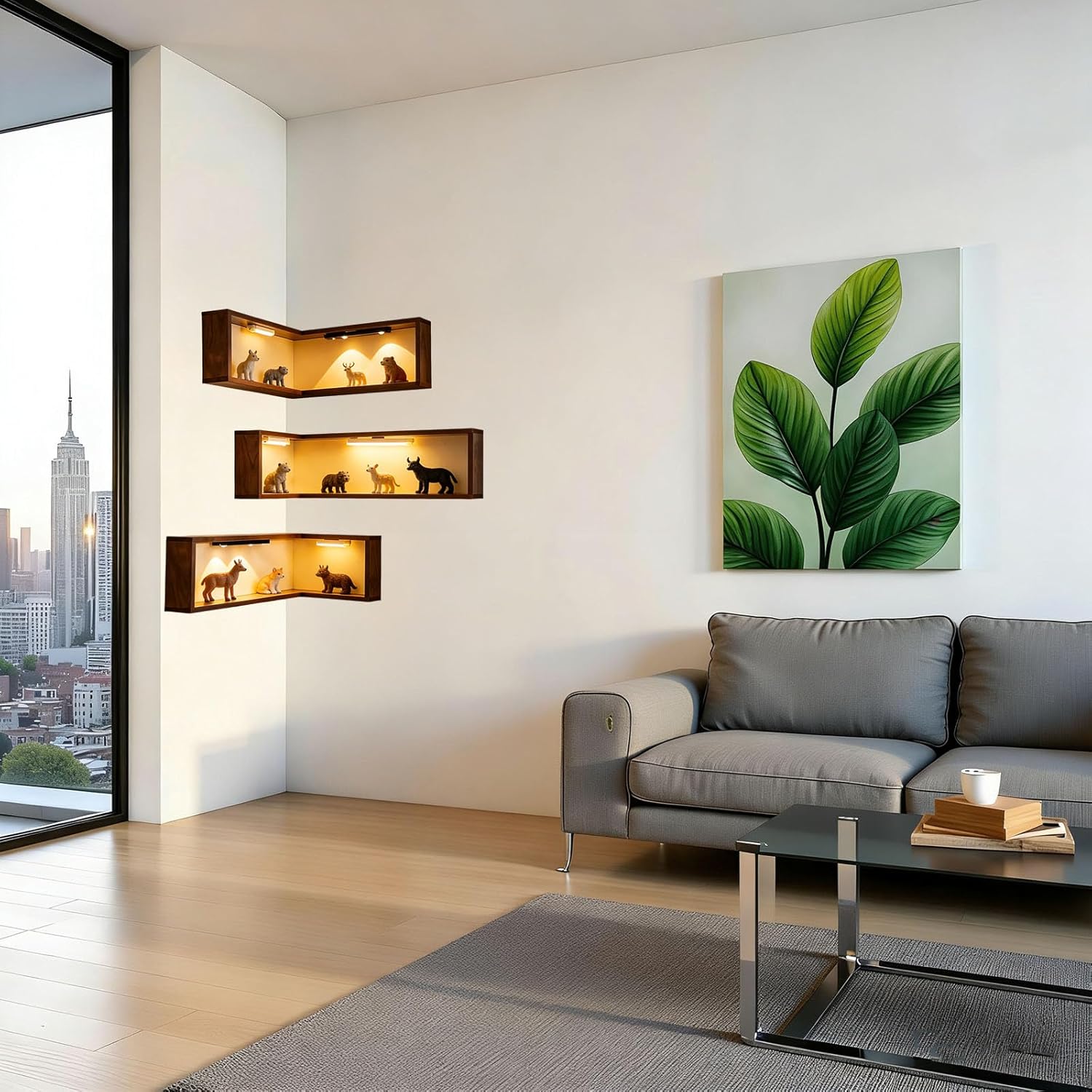 Corner Shelf Wall Mounted, That Light up Your Space, Smart Shelves with Light not Included for Figurines and Collectibles
