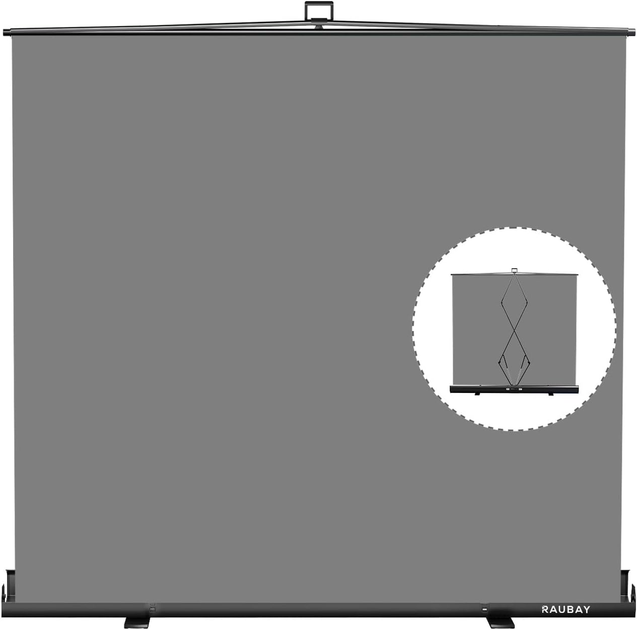 【Wider Style】 RAUBAY 78.7 x 82.7in Large Collapsible Gray Backdrop Screen Portable Retractable Panel Photo Gray Background with Stand for Video Conference, Photographic Studio, Streaming