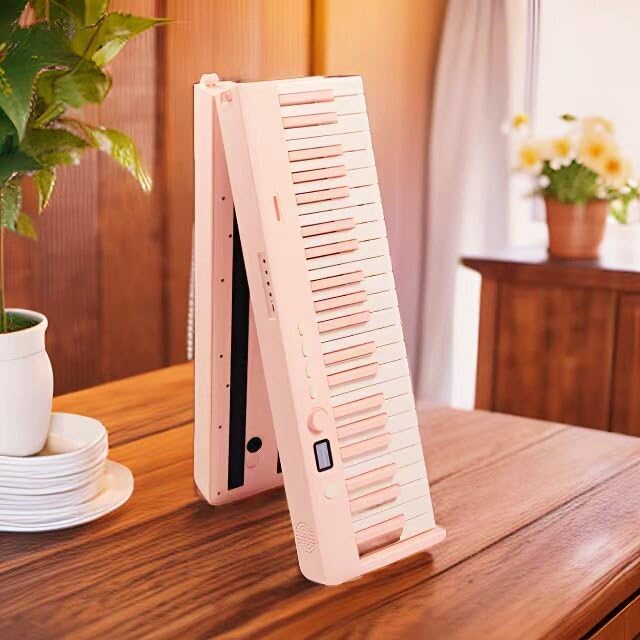 88 Key Foldable Electronic Piano can be folded in 180°,more portable. True and Pure Grand Piano Sound Source by France DREAM, Foot Pedal/Power adapter/Delicate Handbag (pink)
