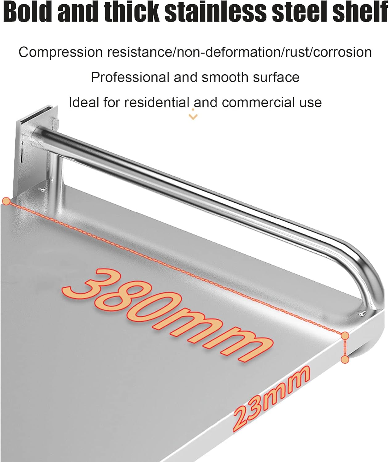 Stainless Steel Shelf Metal Floating Shelving, Wall Mount Microwave Bracket, Kitchen lectric Oven Holders Spice Rack Organizer, Restaurant/Garage/Bathroom Multifunctional Storage Shelves