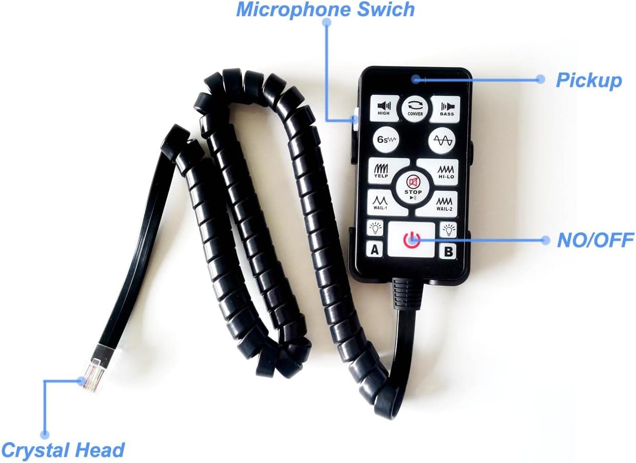 12V/24V 100W Police Siren PA System Kit with Plug-to-Work Wirings Slim Speaker Handheld Microphone Warning Emergency Sirens for Vehicles Tow Truck UTV ATV Van Car POV RV