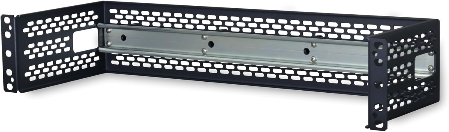 2RU Rack Mount Alloy Steel Dark Gray DIN Rail Bracket for Industrial DIN Mount Equipment