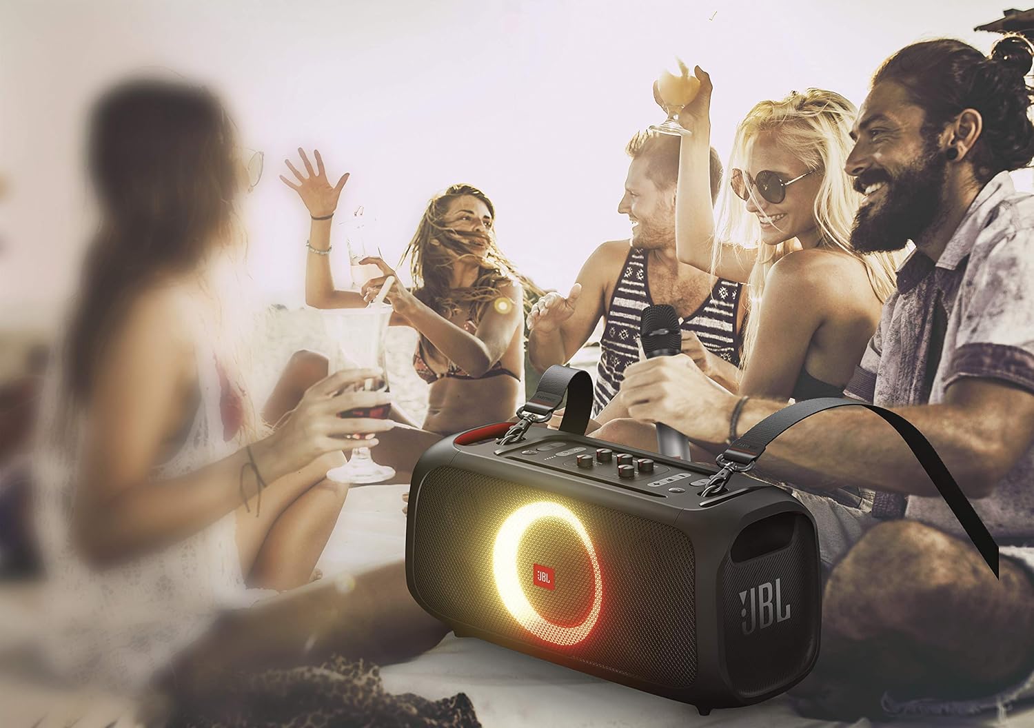 JBL PartyBox On-The-Go Portable Party Speaker with Built-in Lights Black (Renewed)