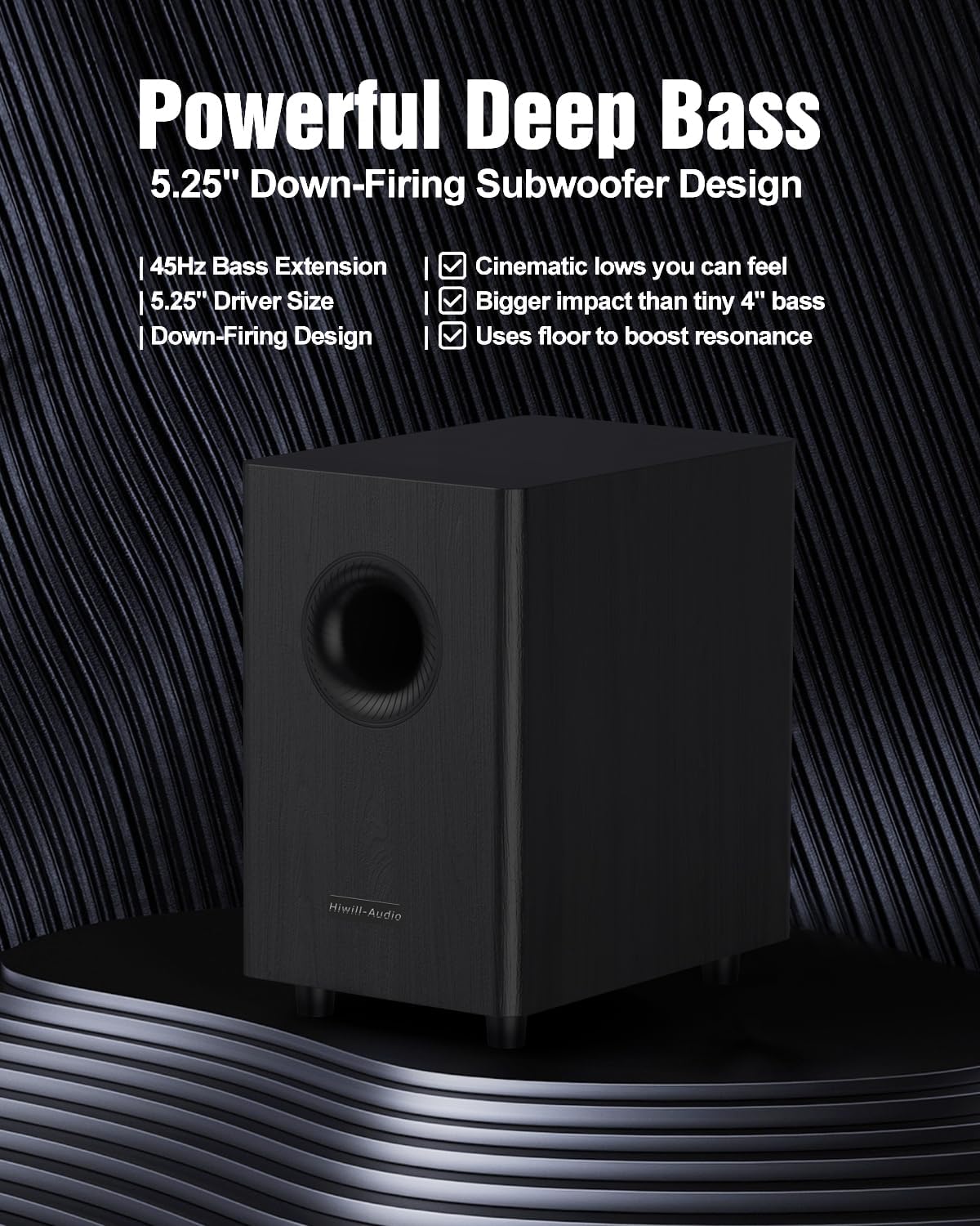 Wooden 5.1.2 Virtual Surround Sound System, 4 Surround Speakers Wired, 400W Peak Power, Sound Bars for Smart TV w/Subwoofer, 5.25'' Deep Bass, Home Theater TV System, ARC/OPT/BT/AUX, HiPulse N512