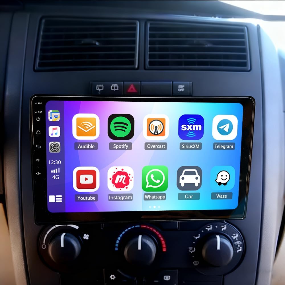 10 inch Car Stereo Radio for Dodge Charger 2008-2010 Upgrade CarPlay Touch Screen Head Unit Car Stereo with Wireless Carplay Android Auto GPS Bluetooth WiFi FM RDS DSP SWC Backup Camera Mic