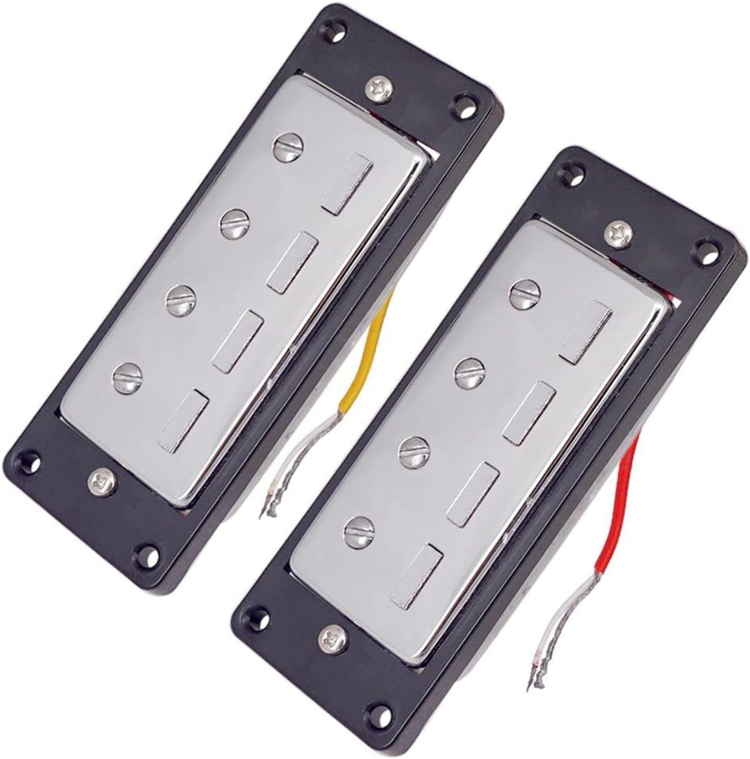 Humbucker Guitar Pickup 2pcs Plastic Electric Guitar Humbucker Pickups Bridge Neck Set with Black Frame for 4 String Electric Bass Pickups DIY Accessory