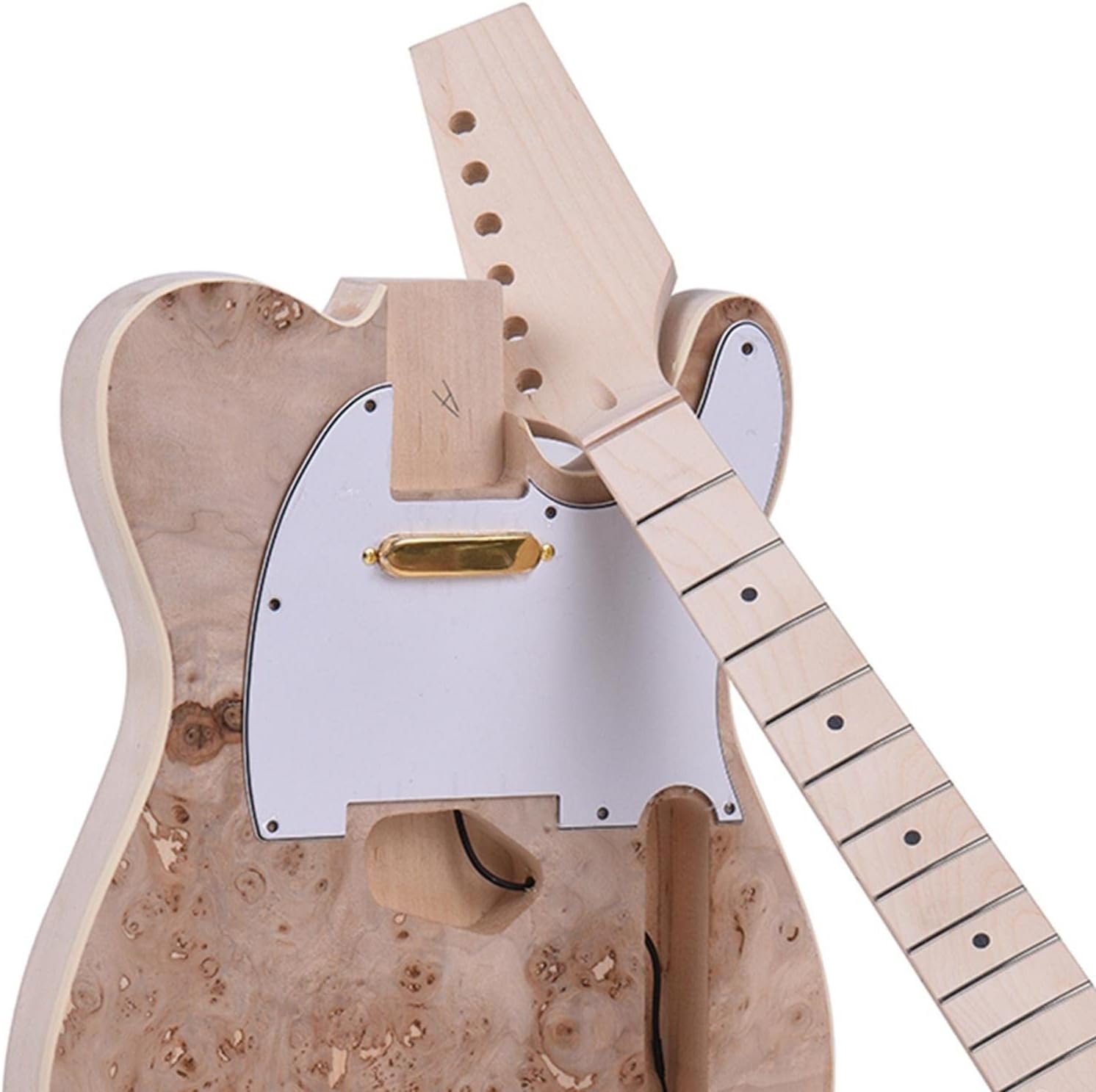 DIY Electric Guitar Kit Wood Unfinished Guitar Kit Maple Neck Replacement Set Let You Enjoy of Make A Unique Electric Guitar