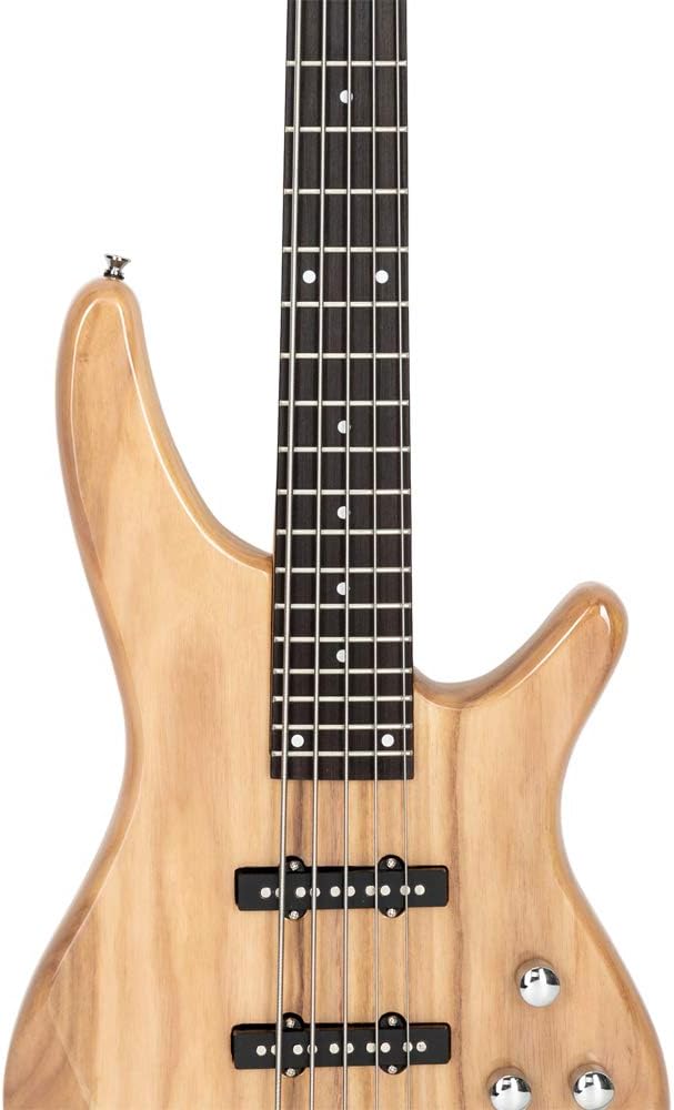 Lykos Exquisite Stylish GIB Electric 5 String Bass Guitar Full Size Bag Strap Pick Connector Wrench Tool (Burlywood)