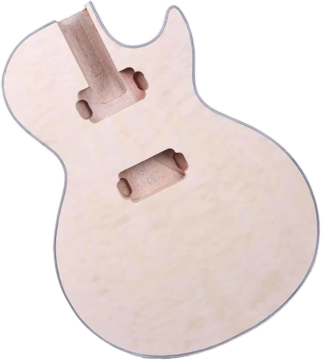 Guitar Body Guitar Replacement Parts 1 Pcs Electric Guitar Body Replacement Quilted Maple Veneer for Guitar Parts P90 Pickup Unfinished DIY
