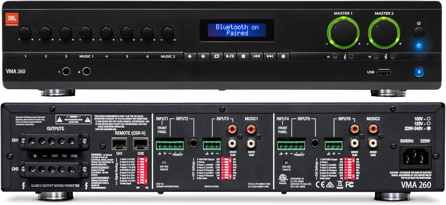 JBL Professional VMA260 Commercial Series 60-Watt Bluetooth-Enabled Mixer/Amplifier