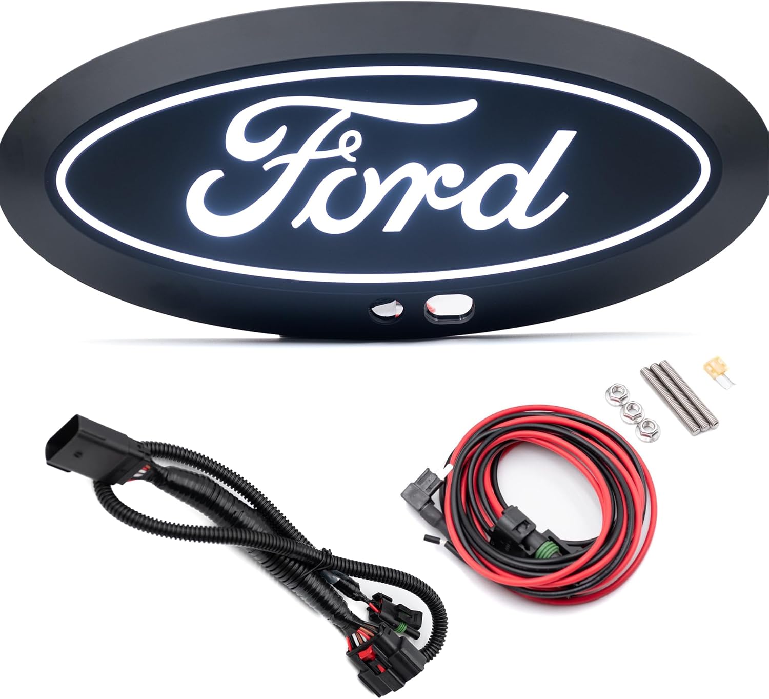 Putco 92802/529100 Kit Ford Super Duty 2020-2022 Illuminated LED Front Emblem with Headlight Quick Connect Harness - Fits 2021-2022 Ford Super Duty with Front Camera - with Factory LED Headlights