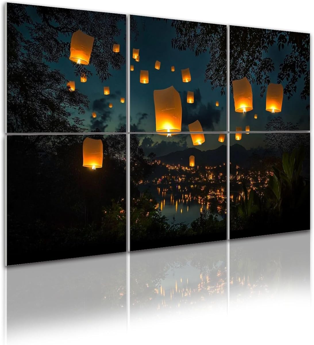 6 Pack Art Acoustic Panels sky Loy Krathong Sound Absorbing Panel 48