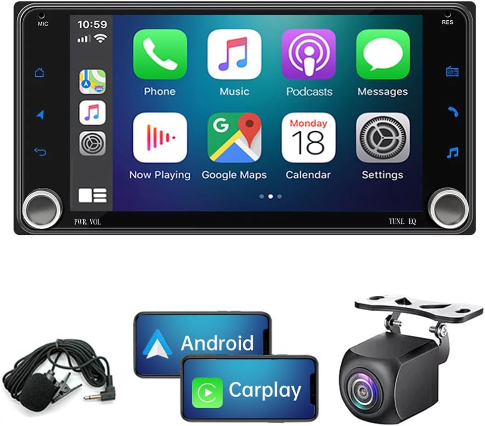 4GB+64GB Android 13 Car Stereo 7inch Touchscreen Car Radio Built-in Carplay/Android Auto Support Bluetooth SWC GPS WiFi Backup Camera Fit for Toyota for Aurion 2011-2014,for Fortuner 2005-2011