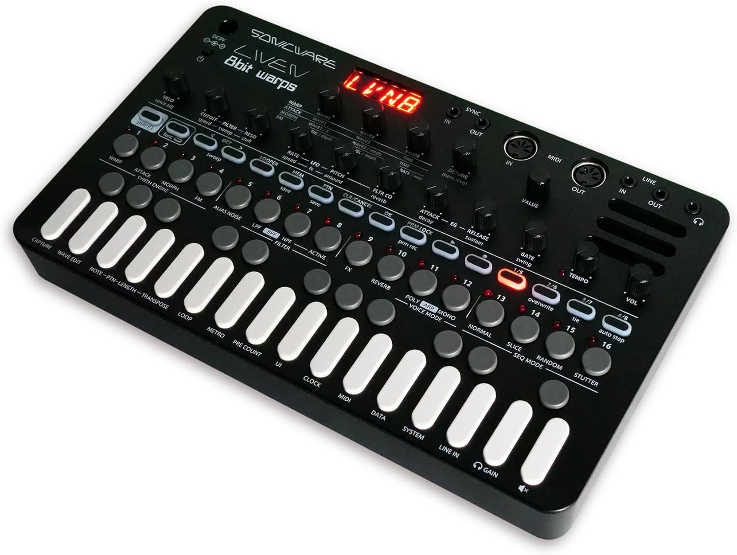 Sonicware Liven 8bit Warps [8-bit Synthesizer with 4-track Looper] – Portable, Battery-Powered & Built-in Speaker for On-the-Go Sound Creation, Covering Chiptune, Game Music, and Ambient Music