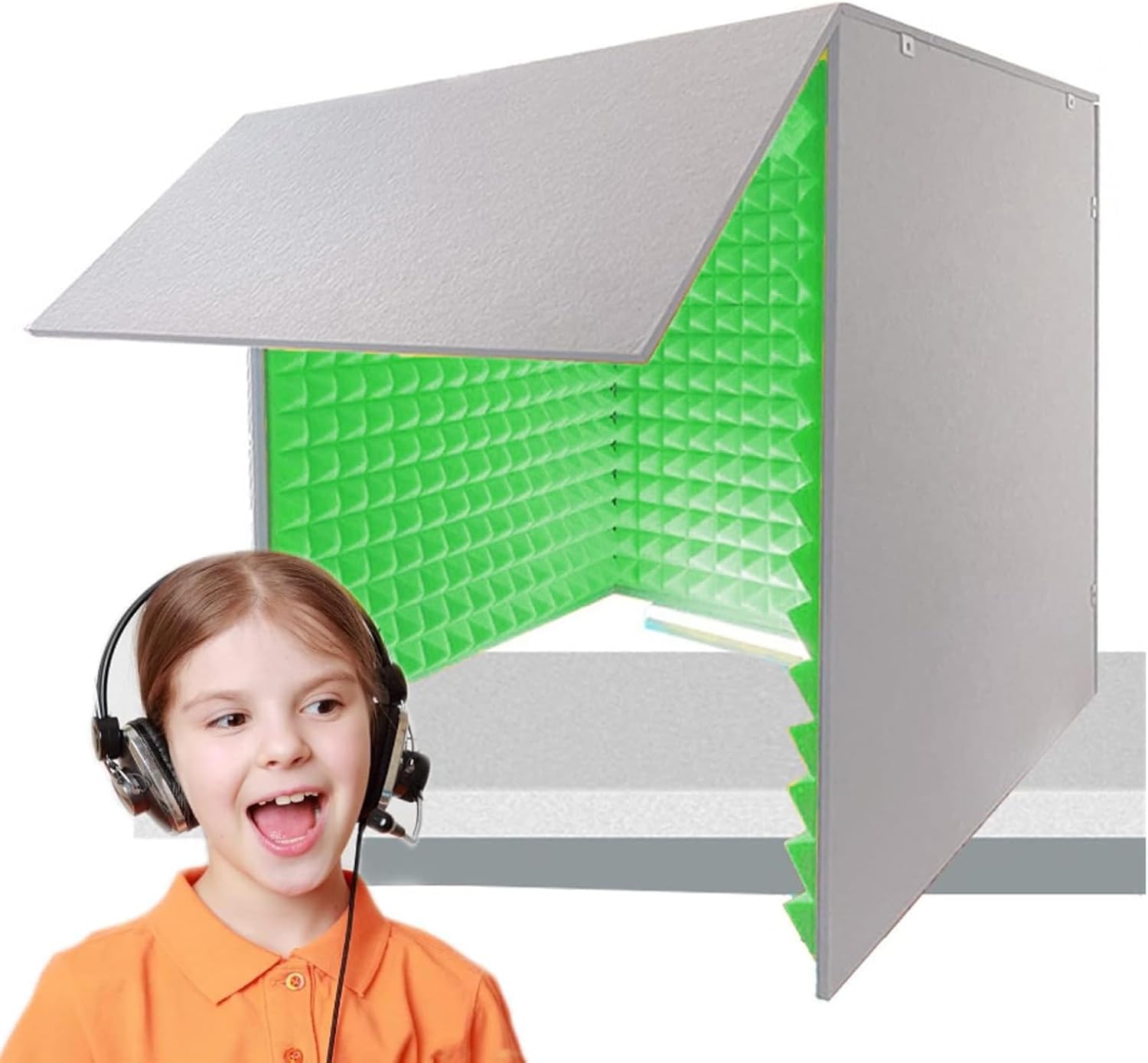 Portable Vocal Booth Sound Booth Recording Equipment, Isolation Booth for Music Studio Bedroom Home, Decreasing Noise,for Recording Studio, Podcasts, Singing, and Broadcasting,Green