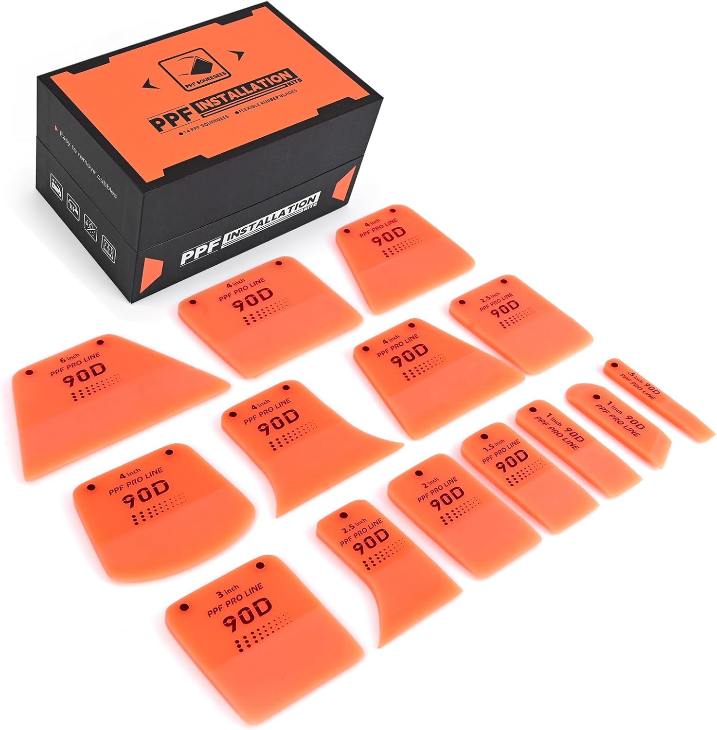 FOSHIO 14PCS PPF Squeegee in Various Shapes, Magnetic PPF Tools for The Front Bumper, Door, Handles Caps and Mirror Covers, Soft TPU Rubber Squeegee Vinyl Wrap Tools in Gift Box Packaging