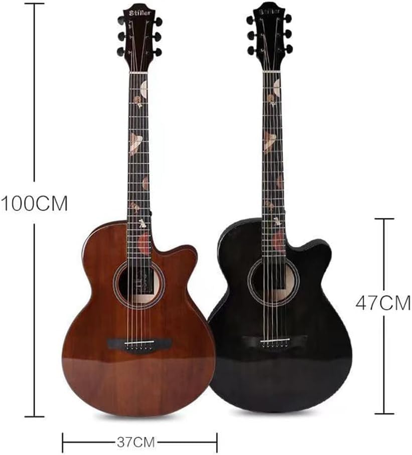 Guitar, Veneer Bright Graffiti Guitar 41 Inch Folk Spruce Wood Guitar Playing The Guitar with Clear Sound for Beginners (Size:41 inches,Color:Brown)