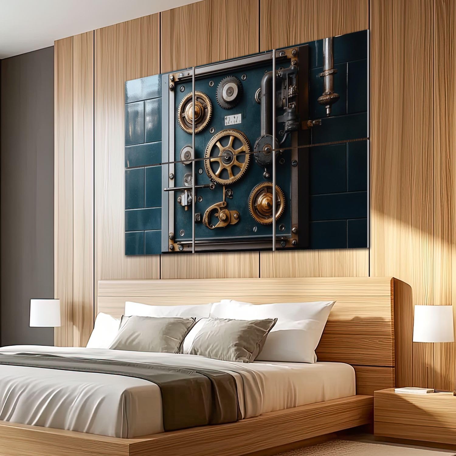 6 Pack Art Acoustic Panels Sound Absorbing Industrial Machine Old Factory Gears Mechanical Components Textures Decorative Soundproof Wall Panels Self Adhesive for Recording Studios Office 72