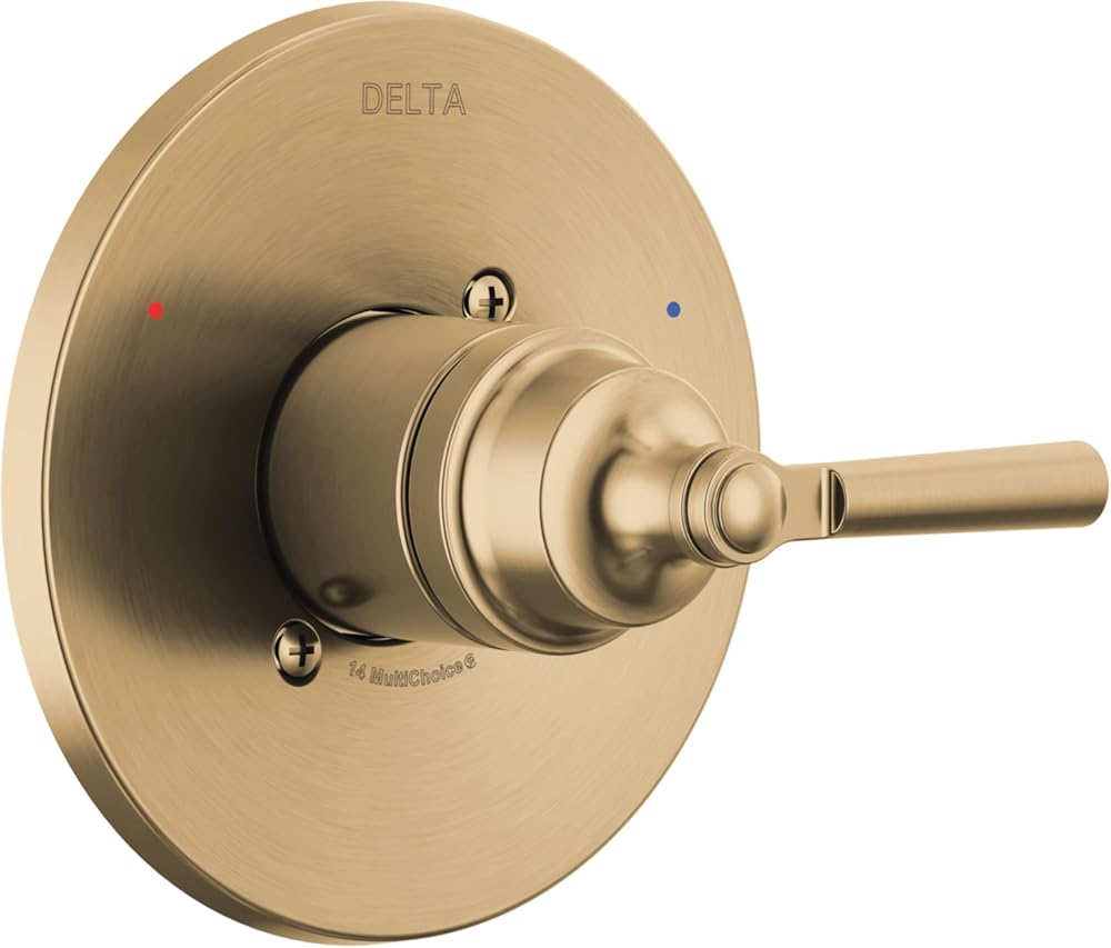 Delta Saylor 14 Series Single-Function Valve Trim Kit, Brushed Gold Handle Set for Shower Faucet System, Champagne Bronze T14035-CZ (Valve Not Included)