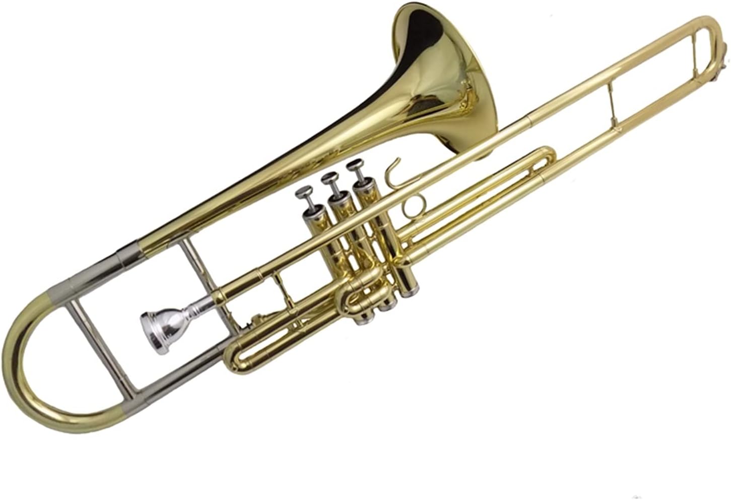 Standard Trombone EB Trombone Musical Instruments with Case and Mouthpiece Yellow Brass Piston Trombone Lacquer Nickel Silver Valve Trombone