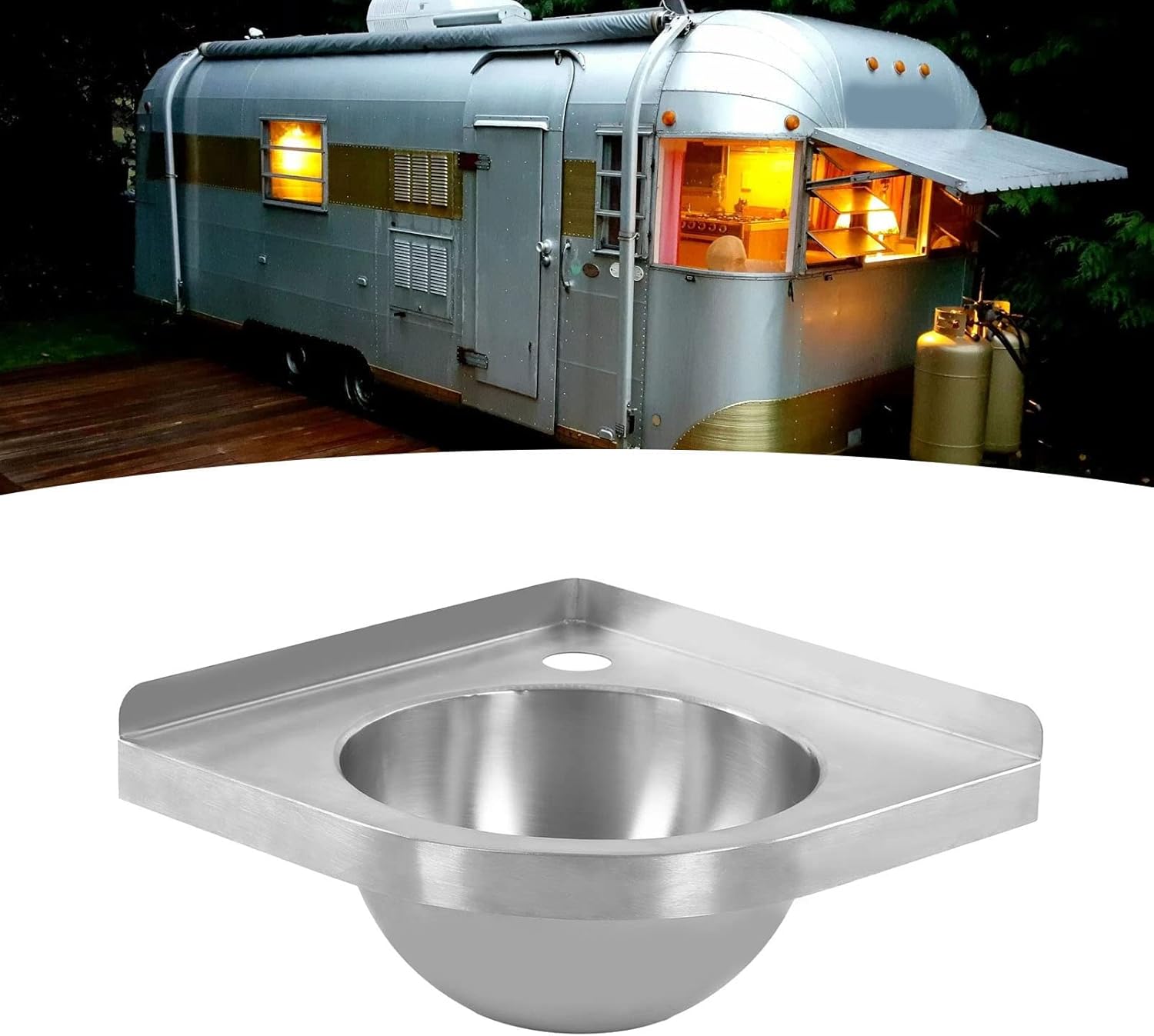 Srum Wall Mount Kitchen Sink, 12'' x 12'' Triangle Stainless Steel Bathroom Corner Basin Sinks, Mini Vanity Hand Wash Bar Sink Single Bowl Sink for Kitchen RV Caravan Boat
