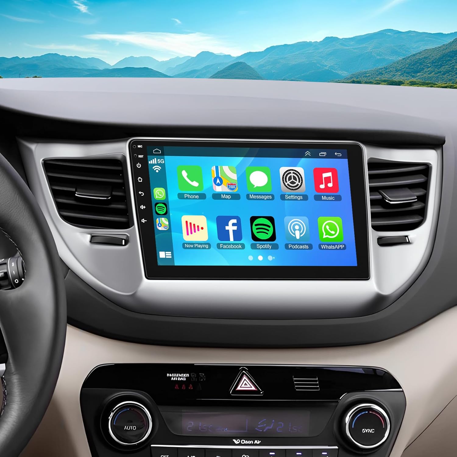 4+64GB Car Radio for Hyundai Tucson 2015-2018 with Wireless Carplay & Android Auto, 9 inch Android 15 IPS Tucson Car Stereo with Voice Control Bluetooth 5.2 GPS WiFi FM DSP EQ SWC Backup Camera