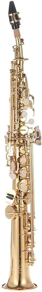 Brass Straight Soprano Sax Saxophone Bb B Flat Woodwind Instrument Natural Shell Key Carve Pattern with Carrying Case