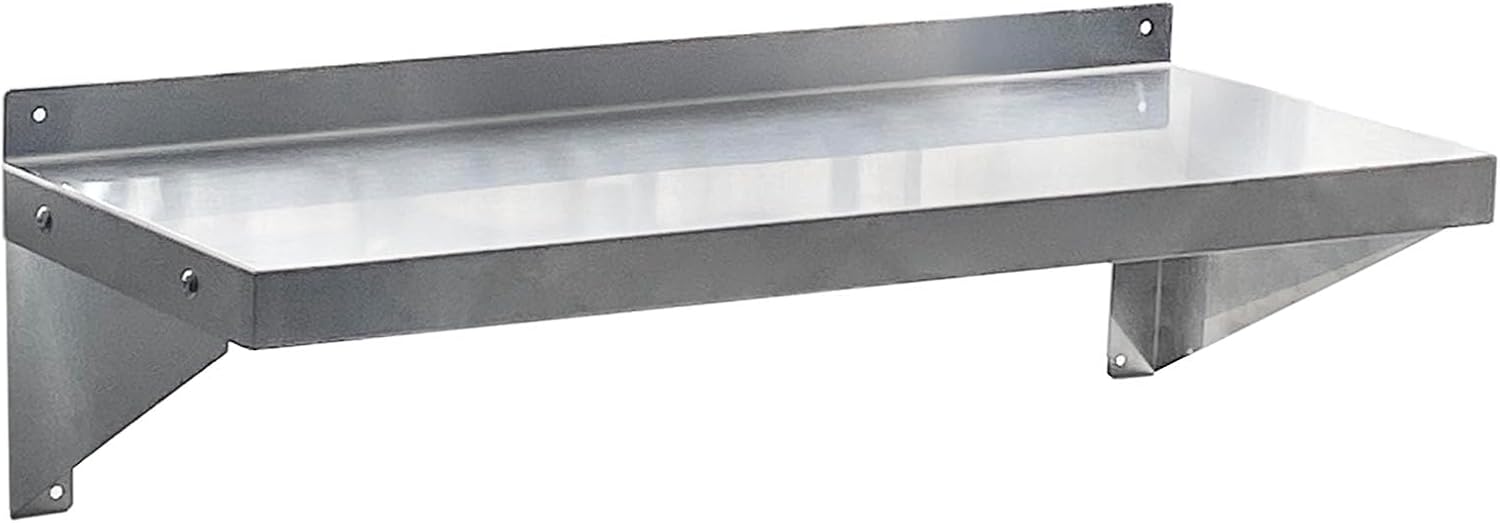 SUNRISE Commercial 430 Stainless Steel Kitchen Wall Shelf, NSF Certificated, Wall Mounted, Solid Shelving for Restaurants, Bars & Hotels (12