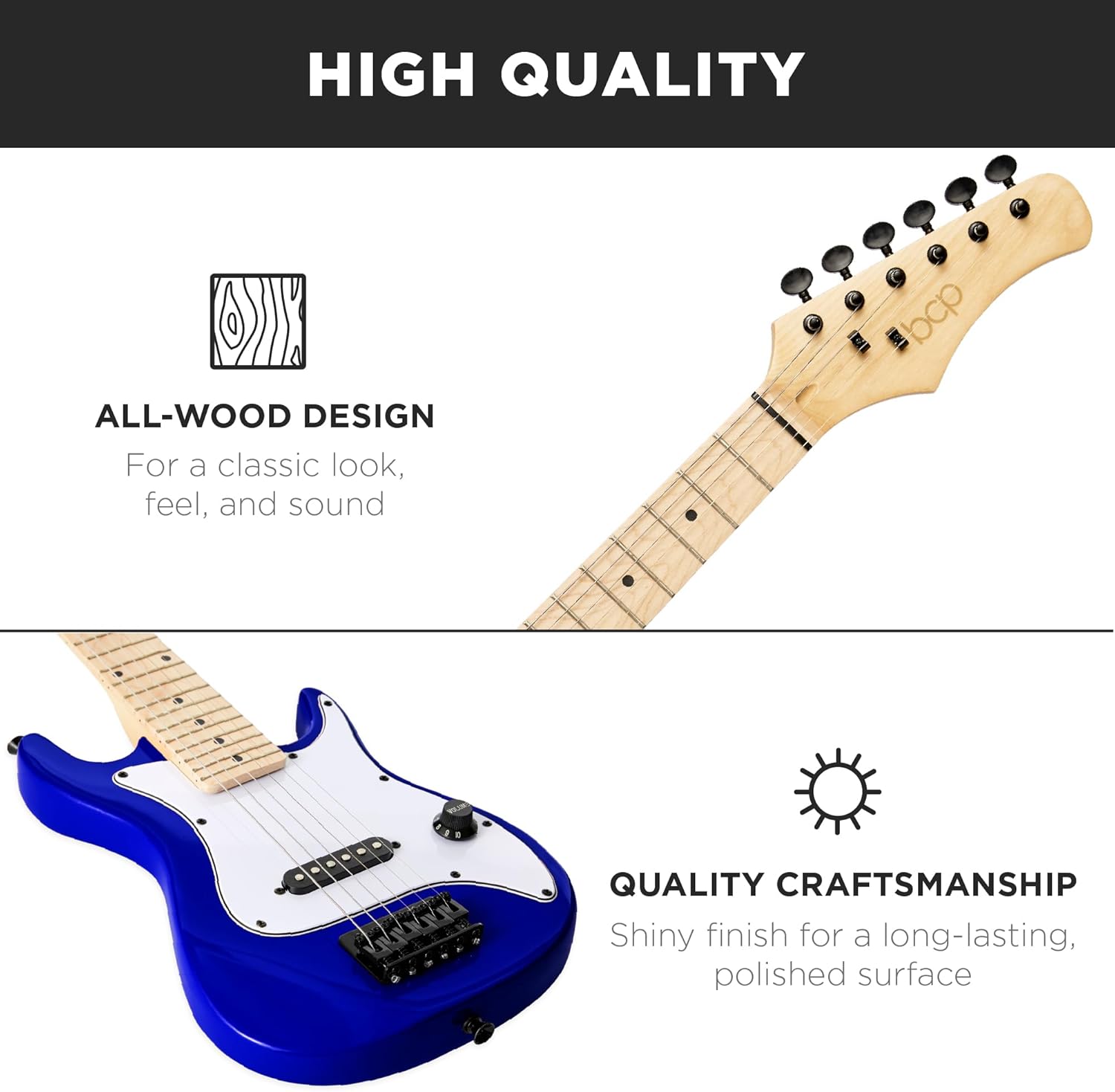 Best Choice Products 30in Kids Electric Guitar Beginner Starter Kit w/ 5W Amplifier, Strap, Gig Bag, Strings, Picks - Metallic Blue