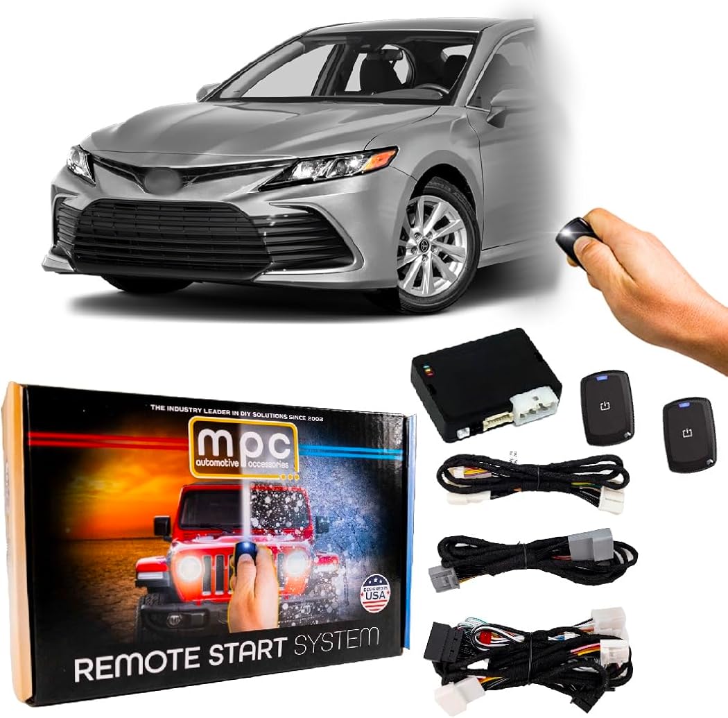 MPC 1-Button Remote Start Kit Compatible with 2018-2024 Toyota Camry - H-Key - Plugin T-Harness - (2) Ultra-Compact Extended Range 1-Button Remotes - Up to 1,500 ft Range - Firmware Preloaded