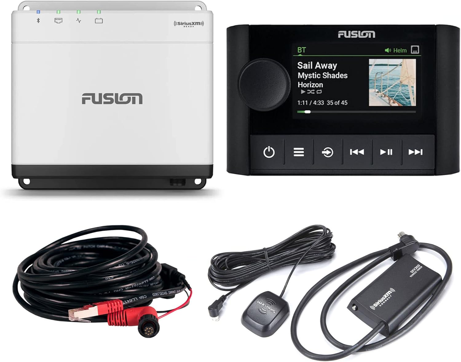 Garmin Fusion MS-WB675 Marine Hideaway Stereo with Digital Signal Processing (DSP) with MS-ERX400 Wired Remote, Black, and SXV300v1 Satellite Radio Tuner