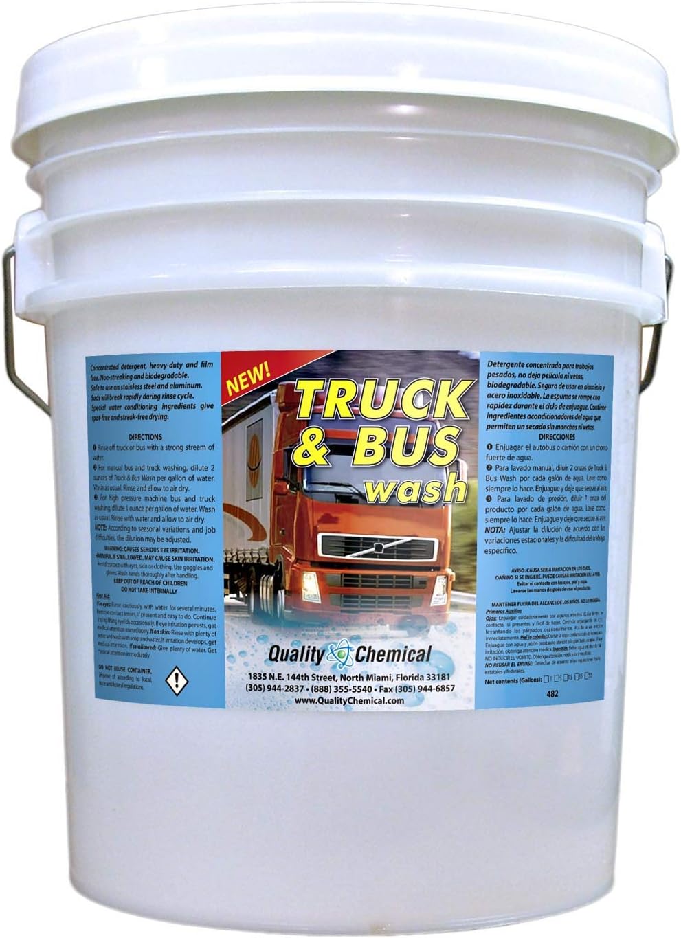 Quality Chemical Truck & Bus Wash - Heavy-duty Industrial Strength Super-foaming Grease-Cutting Soap - Foam Car Wash Soap for Trucks and Car wash foam soap - 5 Gallon Pail - 640 oz (Pack of 1)