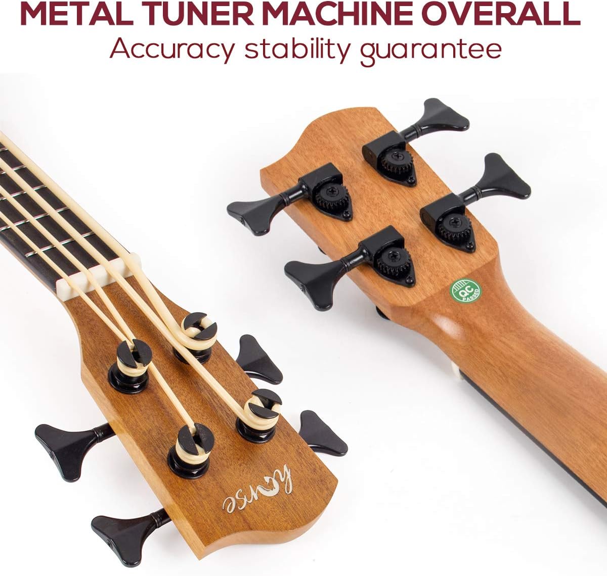 lotmusic Electric Acoustic Bass Ukulele 30 inch African Blackwood Professional Aquila EADG with Gig Bag Strap for Beginner and advanced.