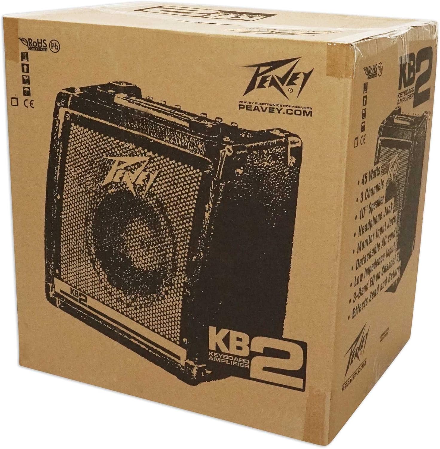 Peavey KB 2 50 Watt Keyboard Amplifier 3-Channel Combo Amp w/10 Speaker Bundle with Peavey Pv 20' Ft. Instrument Guitar 1/4