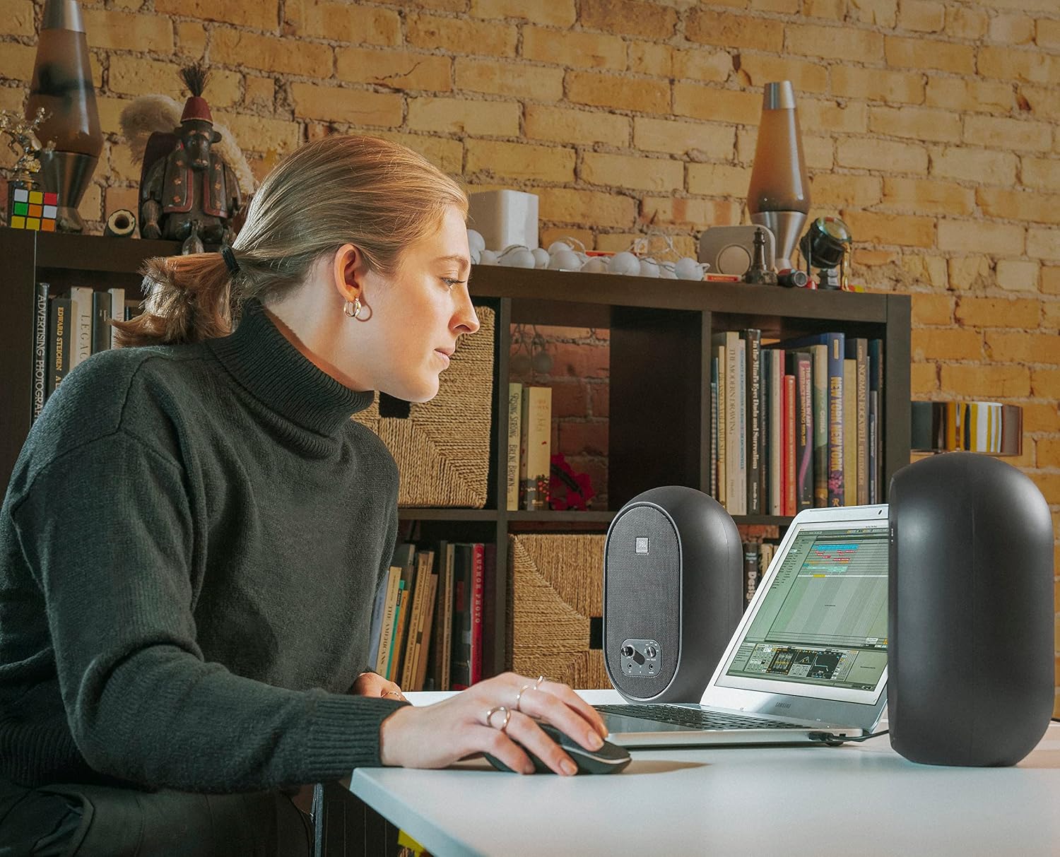 JBL Professional 1 Series 104-BT Compact Desktop Reference Monitors with Bluetooth, Black, Sold as Pair, 4.5-inch Speaker