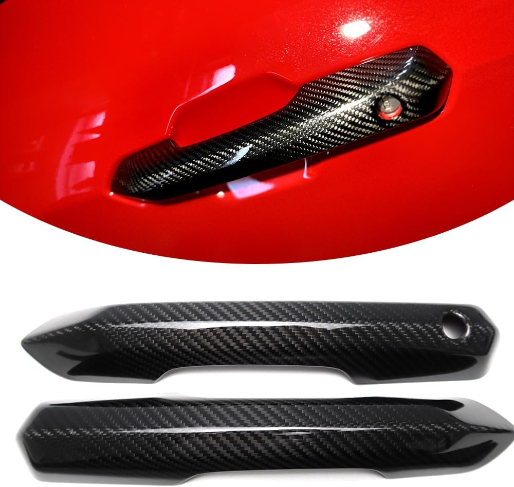 Jogon Carbon Fiber Car Door Handle Covers for Ford Mustang S650 Dark Horse GT 2024 2025 Exterior Trim, Door Handles Protector