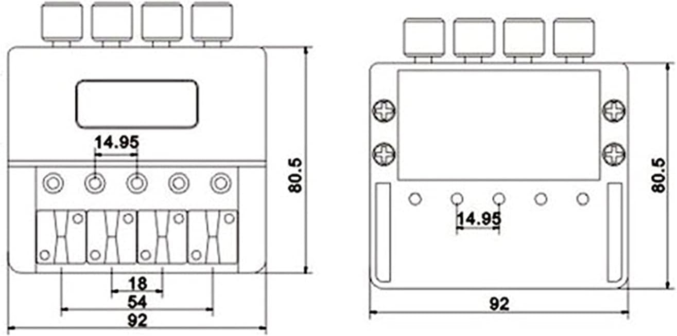 Guitar Bridge System Set Black 4 Strings Tailpiece Bridge Headless Electric Bass System Accessory