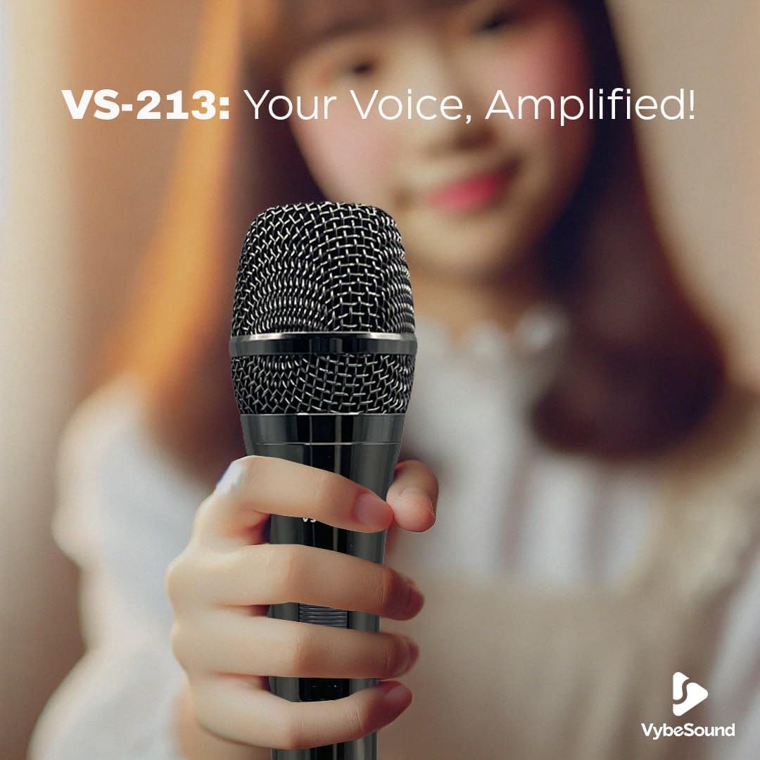 VS-213 Professional Dynamic Vocal Microphone 13ft XLR Cable, On/Off Switch, Noise-Canceling Mic for Karaoke, Singing, Podcasting, Live Stage, and Studio Recording