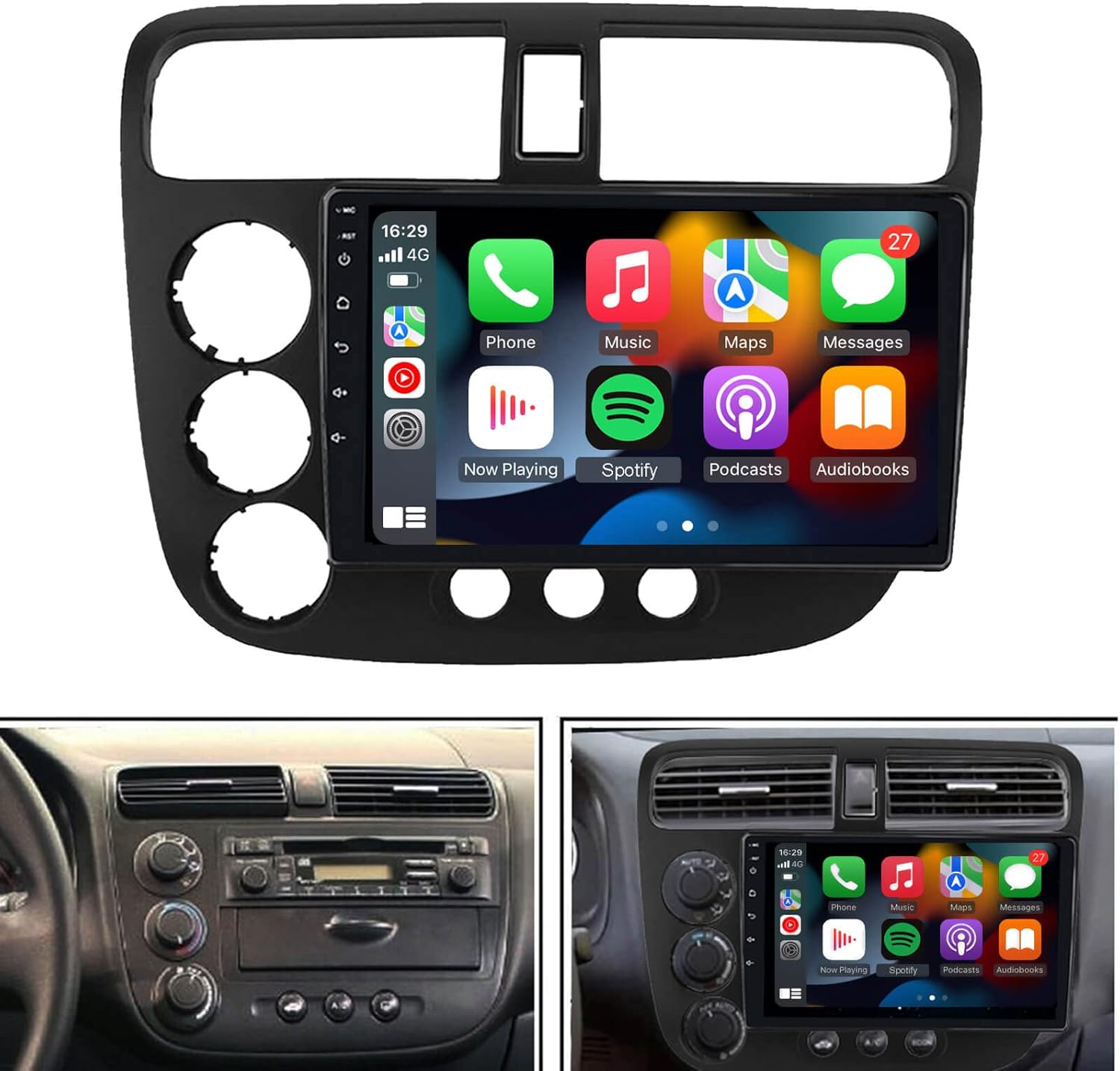 for 2001-2005-Honda-Civic-Radio,Built-in Carplay&Android Auto with 2G RAM 32G ROM Bluetooth Support Backup Camera Mirror Link Play EZoneTronics