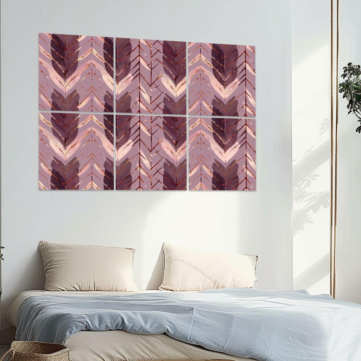 6 Pack Art Acoustic Panels Rose gold glitter knitted seamless pattern Soundproof Wall Panels, 48