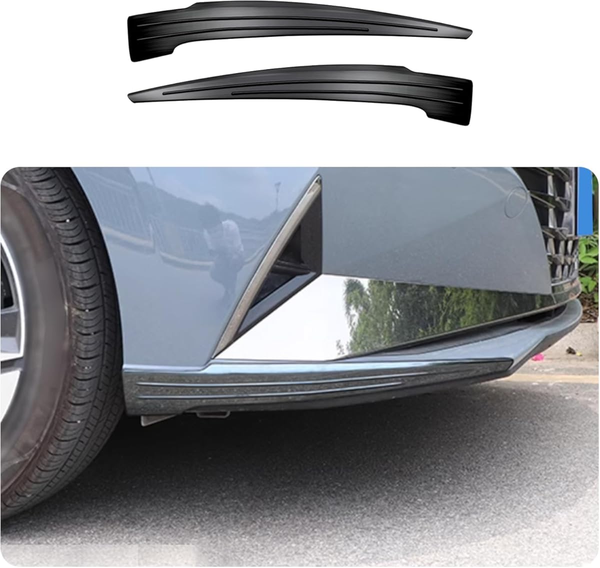 Car Accessories Fit for Hyundai Elantra 2021 2022 2023 (Not for Elantra N) Front Bumper Corner Protection Cover Trims (Black) 2PCS Stainless Steel