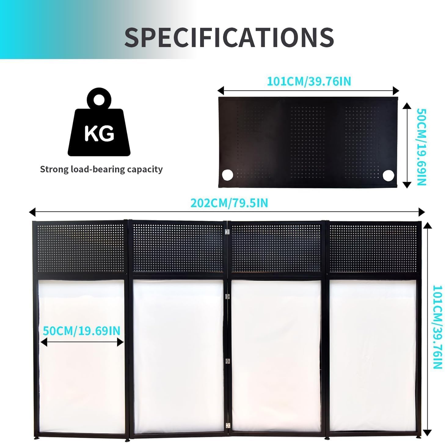 Foldable DJ Booth Event Flat Table Top,40 * 40 * 20 Inches Portable DJ Facade Booth DJ Facade Table Station w/White & Black Scrim,Padded Carrying Bag