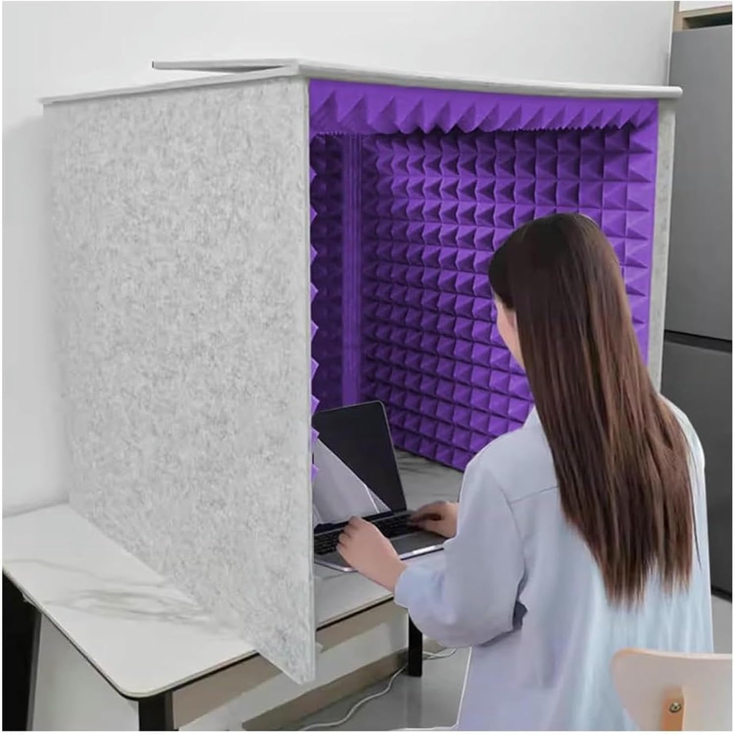 Square Compact Recording Studio, Portable Sound Isolation Booth, Desktop Tabletop Soundproof Box, Acoustic Noise Shield for Podcasts Singing Home