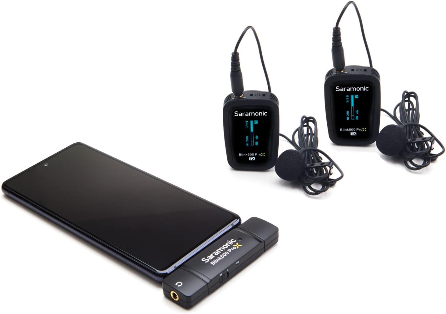 Saramonic Blink 500 Pro X B6 2-Person Wireless Mic System w/Lavaliers & USB-C Receiver for iPhone 15, Android, iPad, Mobile & Computers, Black
