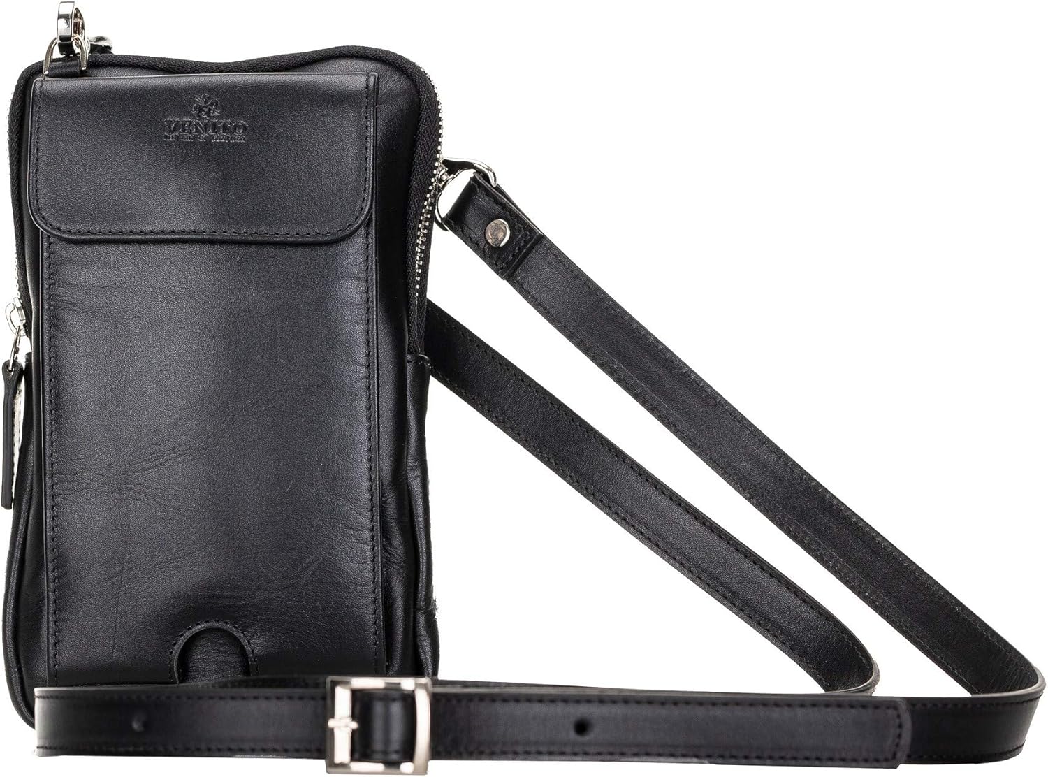 Ferrara Premium Leather Crossbody Phone Purse - Unisex Crossover Sling Shoulder Bag with Card Holder, Travel Wallet