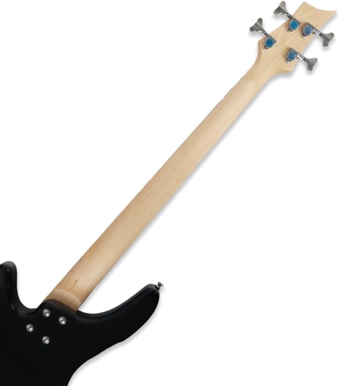 electric bass guitar full size standard 4strings glossy black 34inch scale length 24frets maple neck phoenix body fixed bridge 2V 2T control for beginner starter practice show (BK-YIB30)