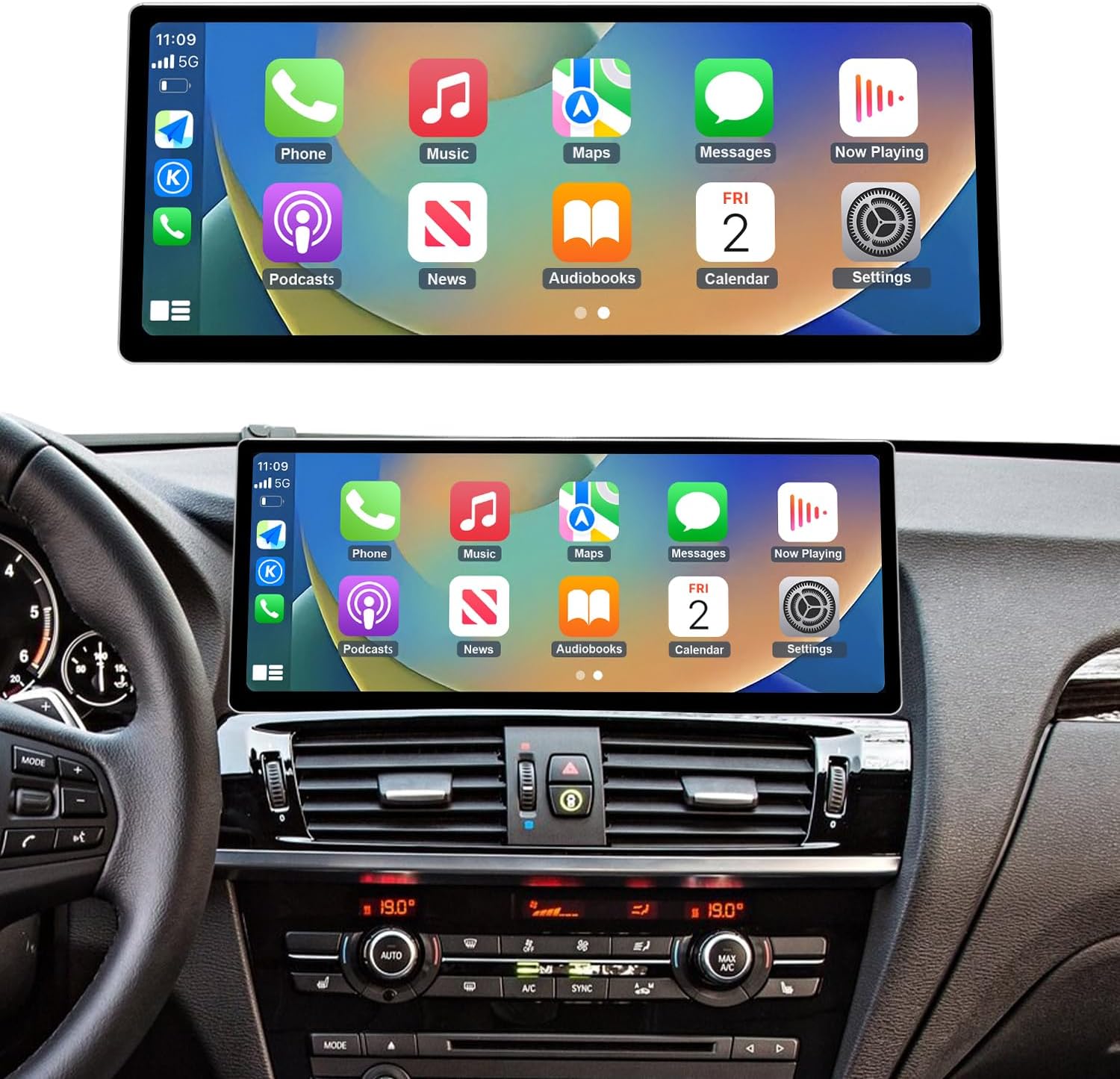 Road Top CarPlay Screen, 12.3 inch Ultra-Narrow Car Radio Touchscreen for BMW X3/X4 Series F25/F26 with NBT System(2014-2016 Year), Car Stereo for CarPlay/Android Auto/MirrorLink